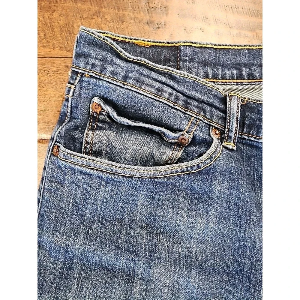 Levis Jeans Mens 38×32 Blue Denim Pants Faded 505 Straight Regular Stretch Work